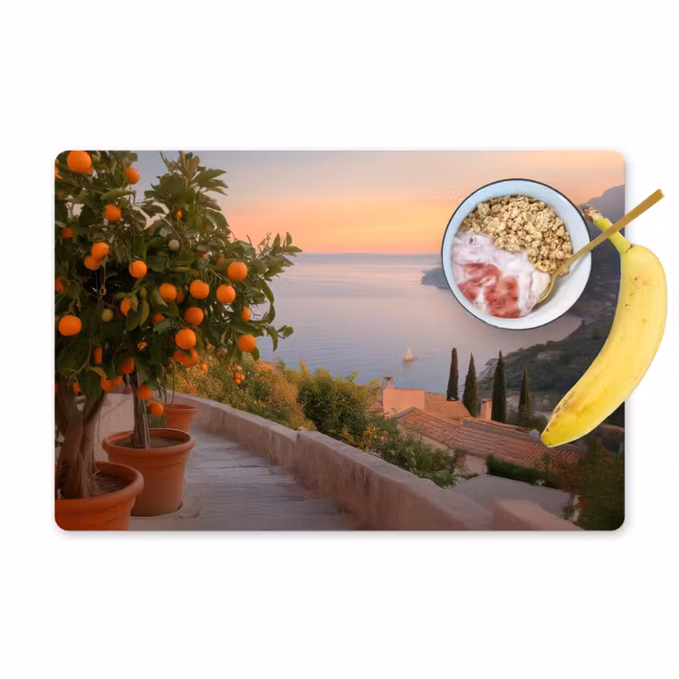 Placemat - 6 stuks - Middelandse zee - Sinaasappel - Heuvels - Zee — 1