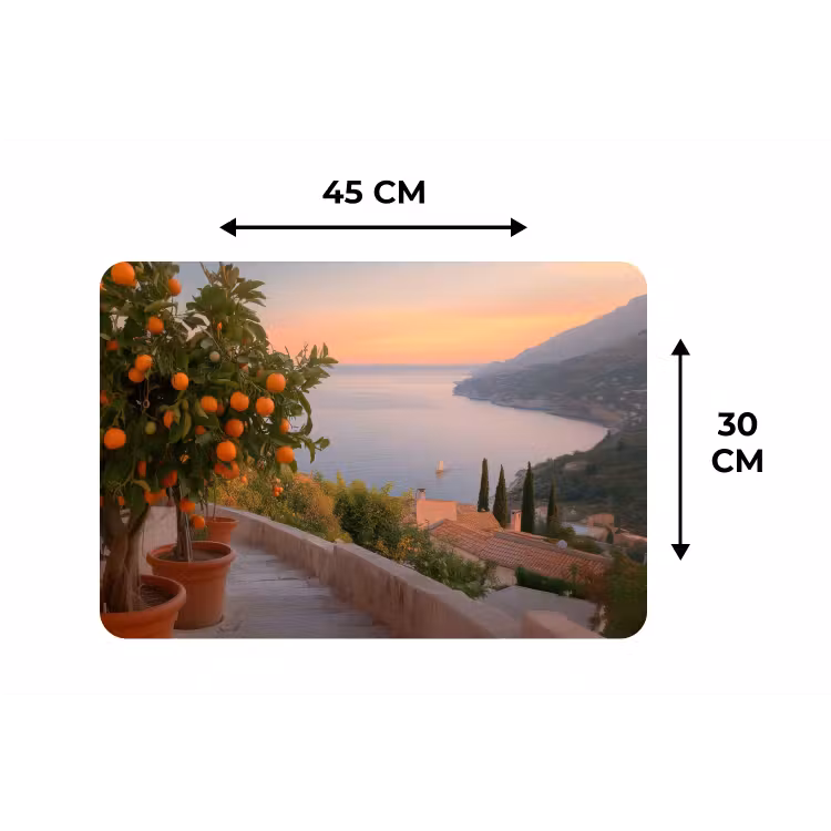 Placemat - 6 stuks - Middelandse zee - Sinaasappel - Heuvels - Zee — 3