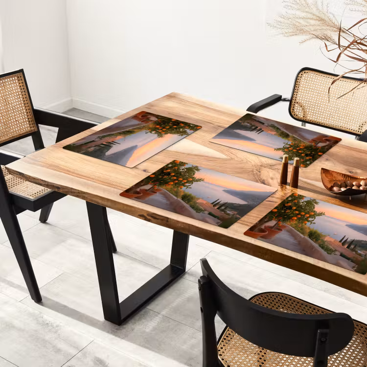 Placemat - 6 stuks - Middelandse zee - Sinaasappel - Heuvels - Zee — 5