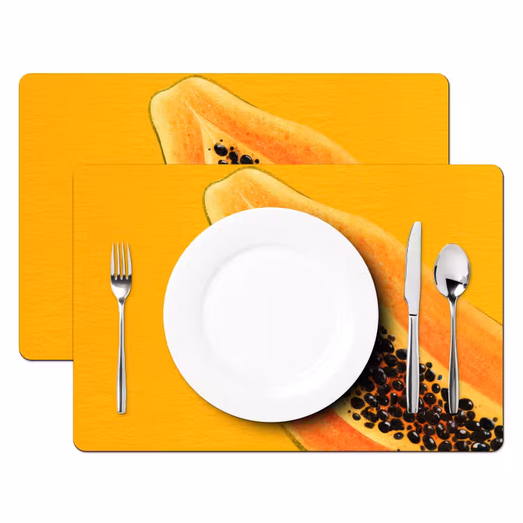 Placemat - 6 stuks - Papaja - Oranje - Topisch — 2