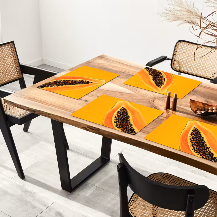 Placemat - 6 stuks - Papaja - Oranje - Topisch — 5