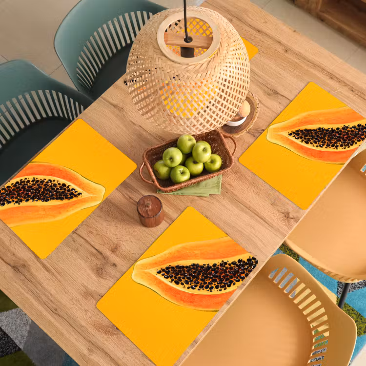 Placemat - 6 stuks - Papaja - Oranje - Topisch — 6