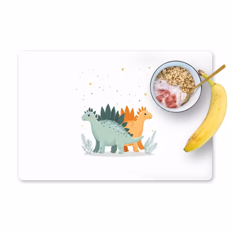 Placemat - 6 stuks - Planten - Sterren - Dinosaurussen - Oranje — 1