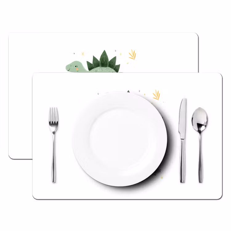 Placemat - 6 stuks - Sterren - Stegosaurussen - Blaadjes - Groen — 2