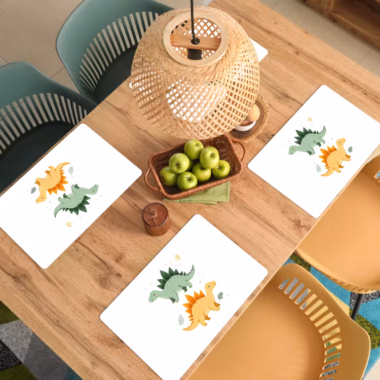 Placemat - 6 stuks - Sterren - Stegosaurussen - Blaadjes - Groen — 6