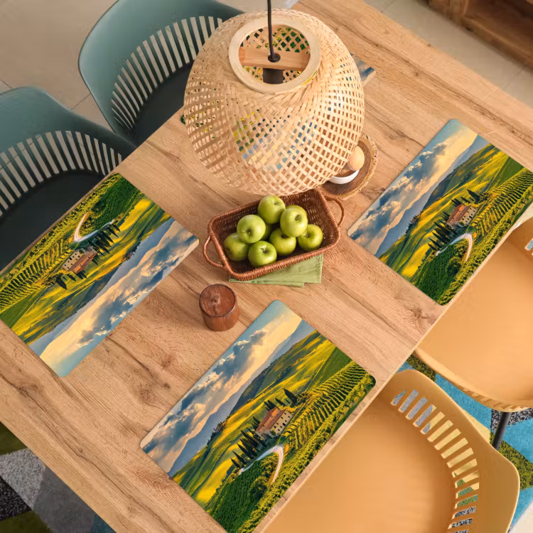 Placemat - 6 stuks - Toscane - Landschap - Wijngaarden — 6