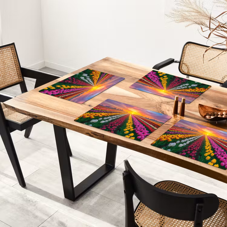 Placemat - 6 stuks - Tulpenveld - Zonsondergang - Kleurrijk — 5