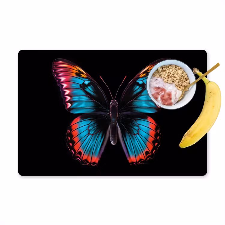 Placemat - 6 stuks - Vlinder - Kleuren - Dier - Zwart — 1