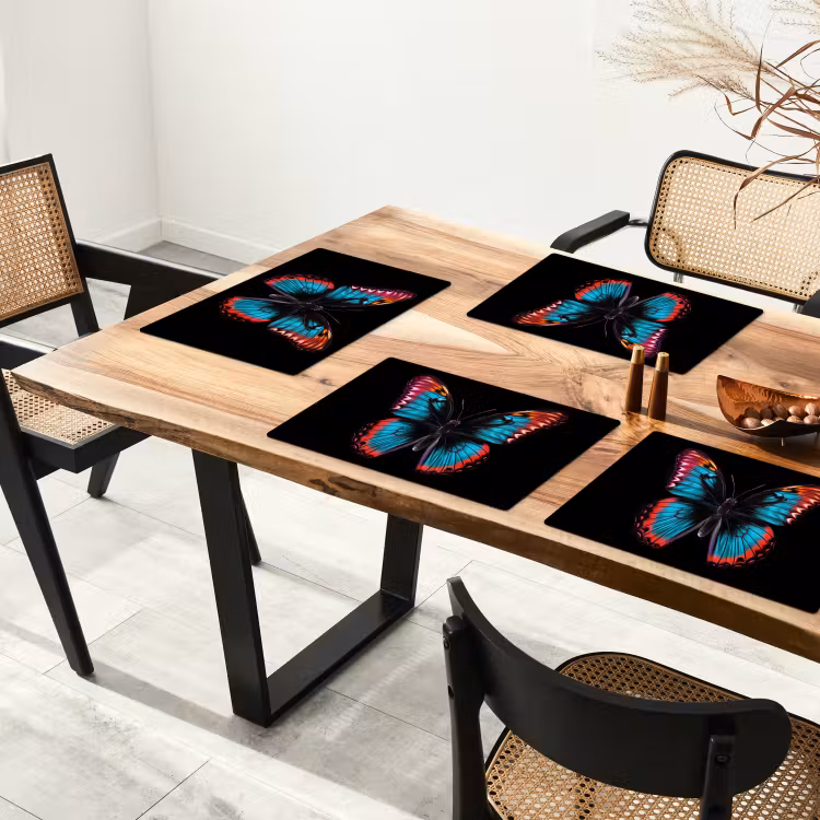 Placemat - 6 stuks - Vlinder - Kleuren - Dier - Zwart — 5