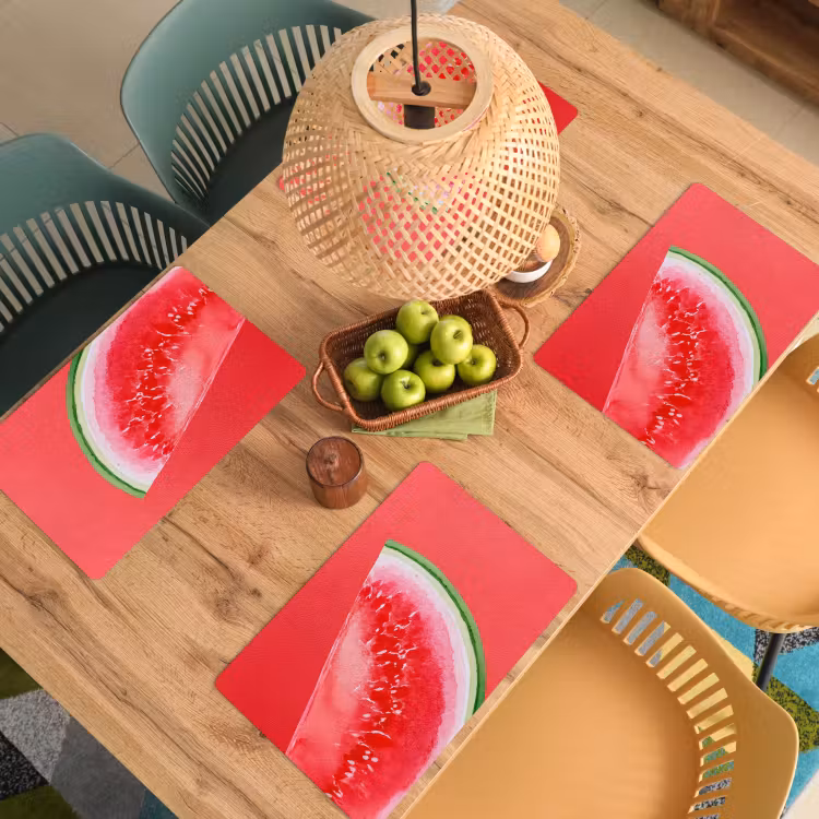 Placemat - 6 stuks - Watermeloen - Rood - Zomers — 6