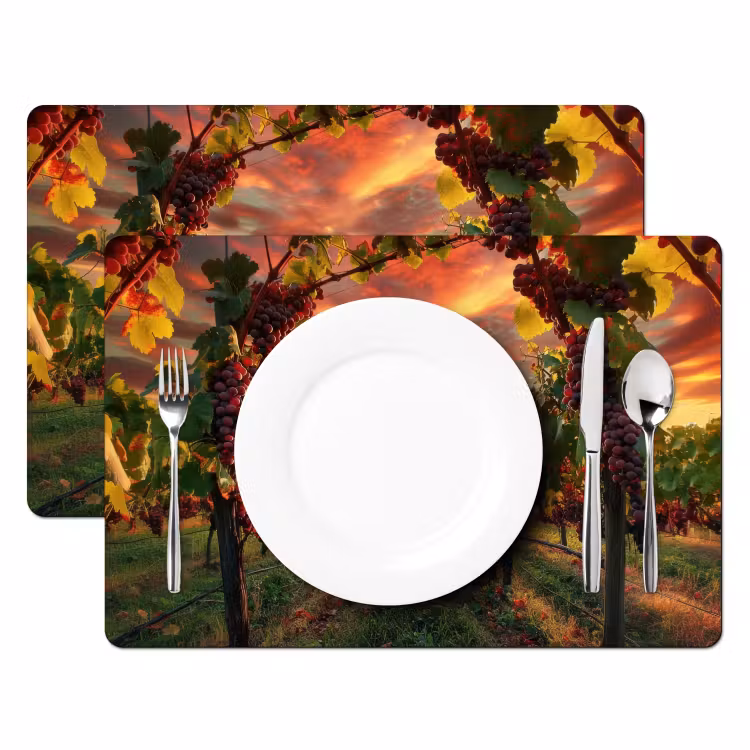 Placemat - 6 stuks - Wijngaard - Druiven - Zonsondergang — 2