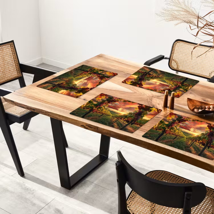 Placemat - 6 stuks - Wijngaard - Druiven - Zonsondergang — 5