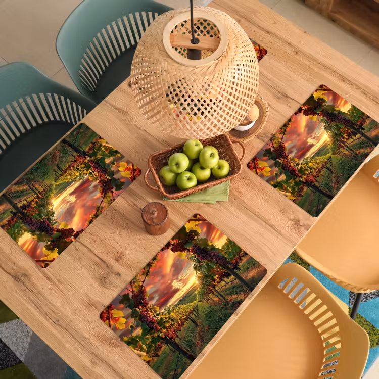Placemat - 6 stuks - Wijngaard - Druiven - Zonsondergang — 6