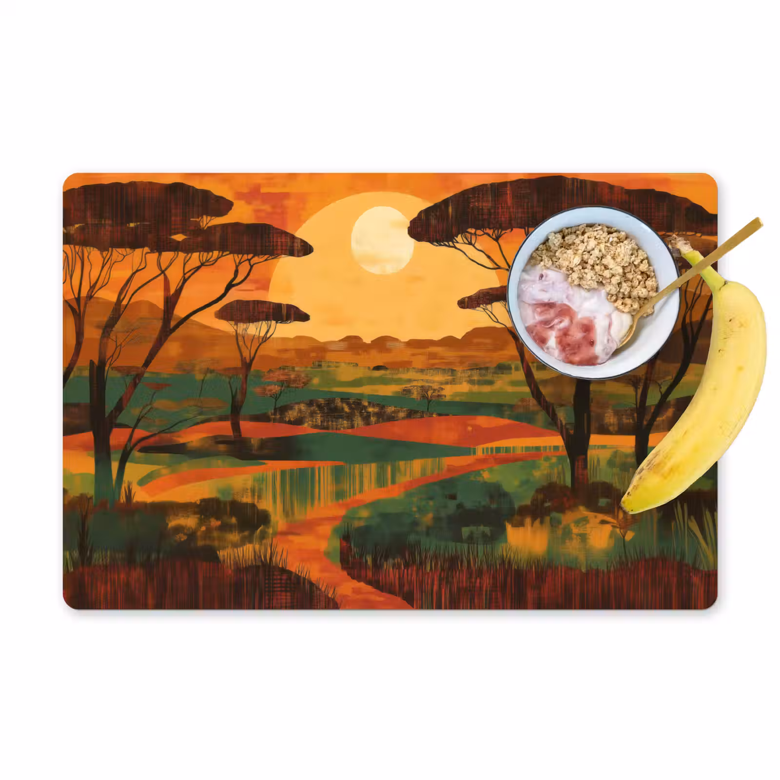 Placemat - 6 stuks - Landschap - Afrikaans - Zon — 1