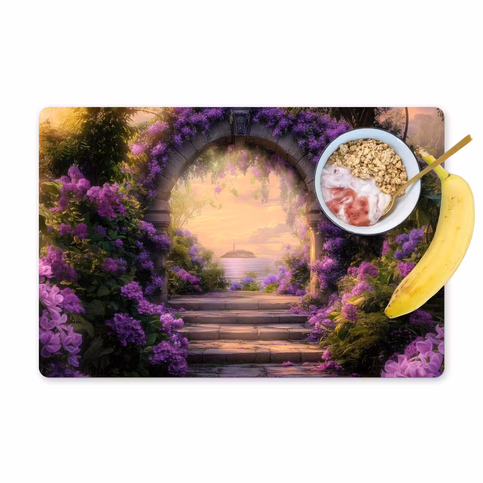 Placemat - 6 stuks - Poort - Paars - Bloemen — 1