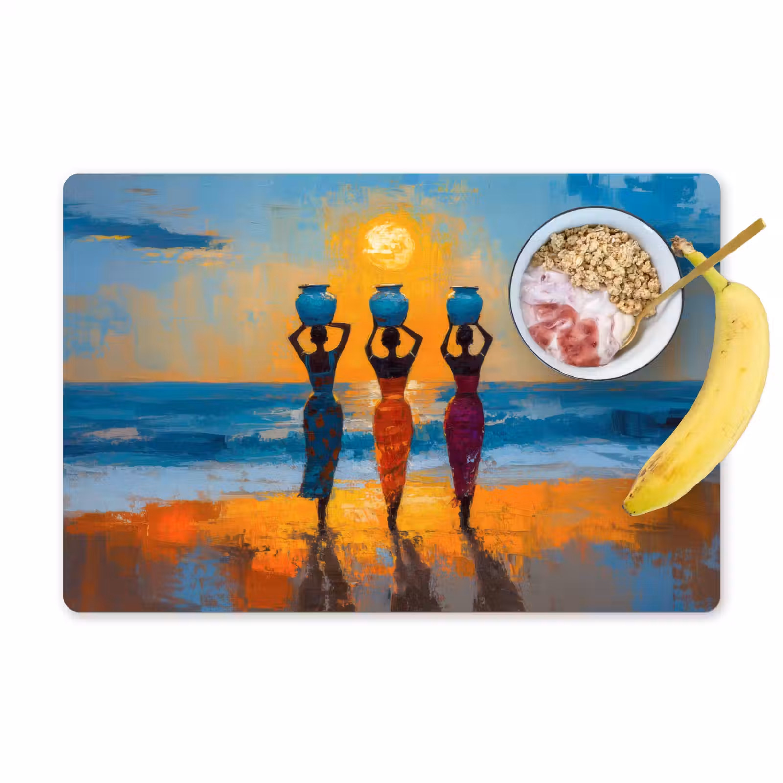 Placemat - 6 stuks - Vrouwen - Strand - Zondsondergang — 1