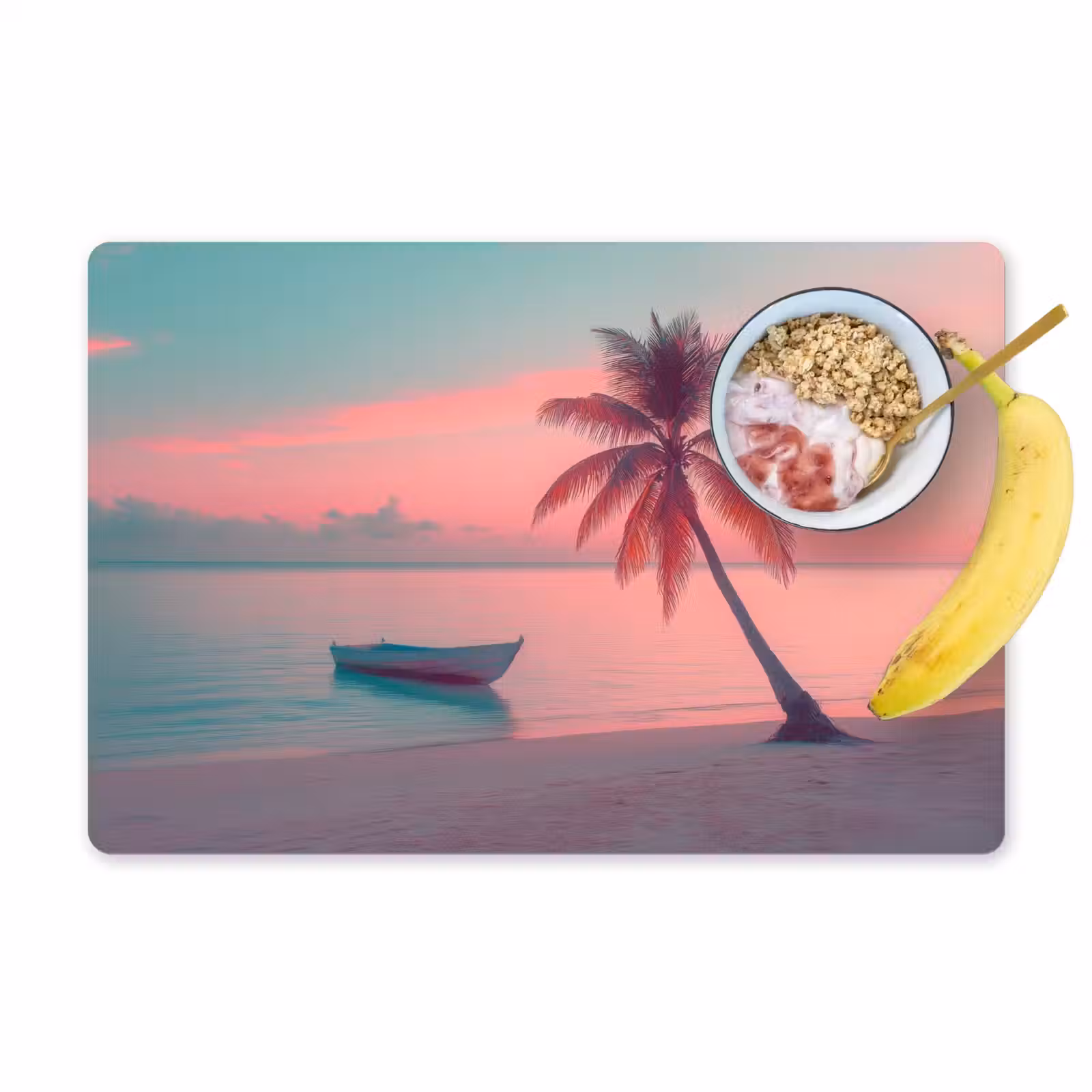 Placemat - 6 stuks - Zee - Boot - Zonsondergang — 1