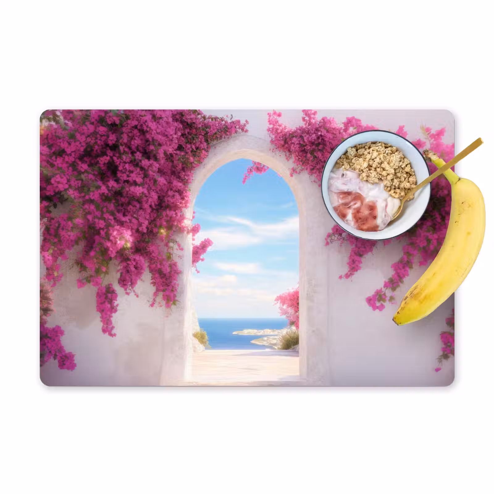 Placemat - 6 stuks - Zee - Roze - Bloemen - Poort — 1