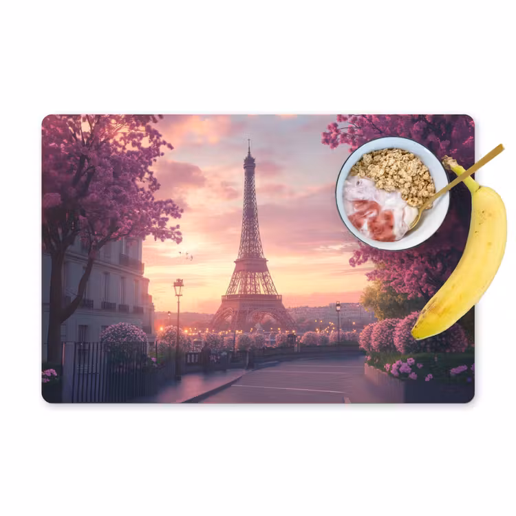 Placemat - 6 stuks - Eiffeltoren - Parijs - Roze — 1