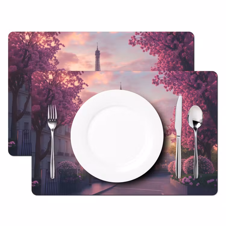 Placemat - 6 stuks - Eiffeltoren - Parijs - Roze — 2