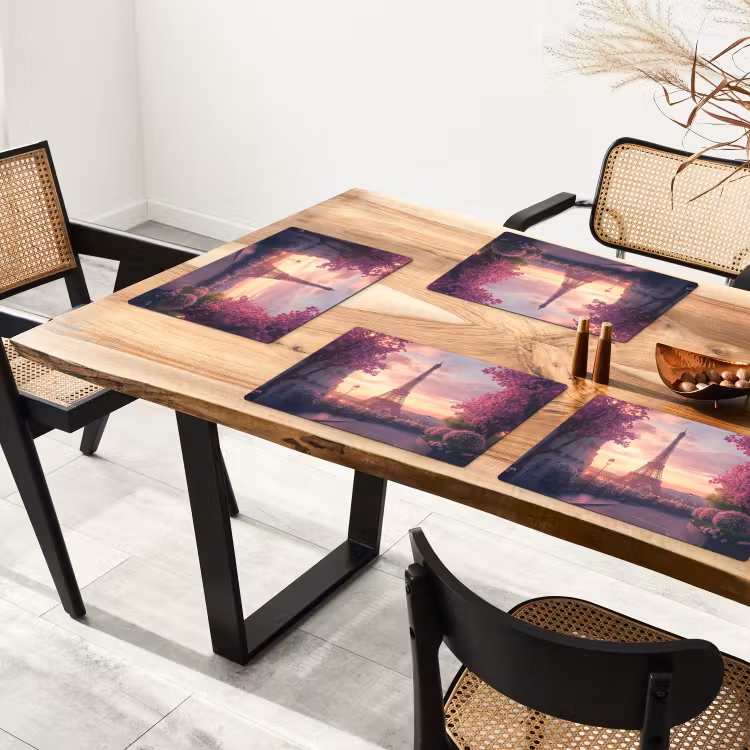 Placemat - 6 stuks - Eiffeltoren - Parijs - Roze — 5