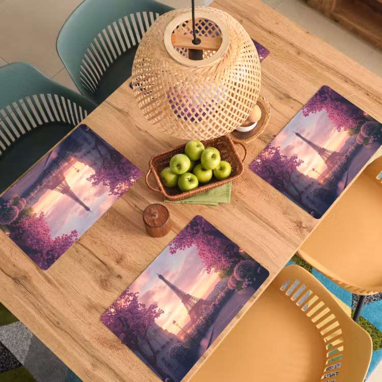Placemat - 6 stuks - Eiffeltoren - Parijs - Roze — 6