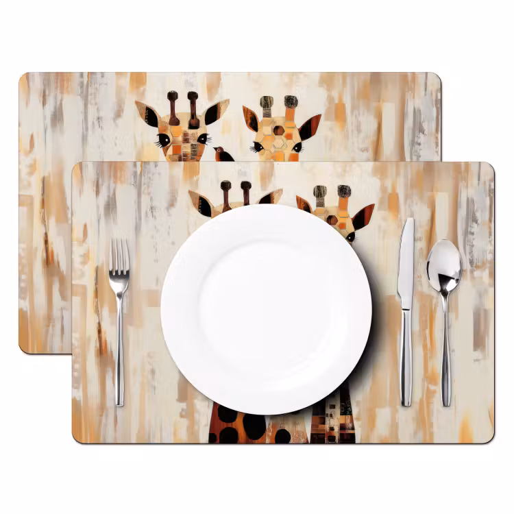 Placemat - 6 stuks - Giraffen - Cartoon - Crème — 2