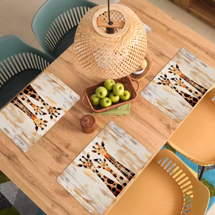 Placemat - 6 stuks - Giraffen - Cartoon - Crème — 6