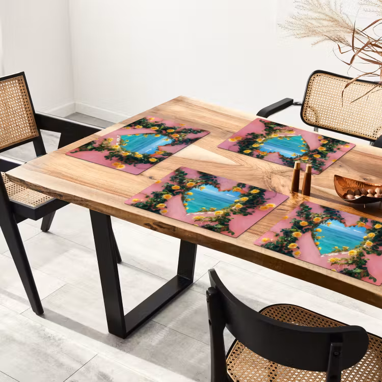 Placemat - 6 stuks - Hart - Zee - Muur — 5