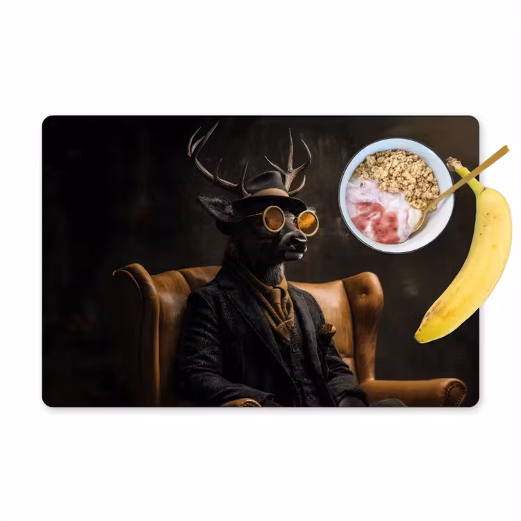 Placemat - 6 stuks - Hert - Zonnebril - Zwart - Pak — 1