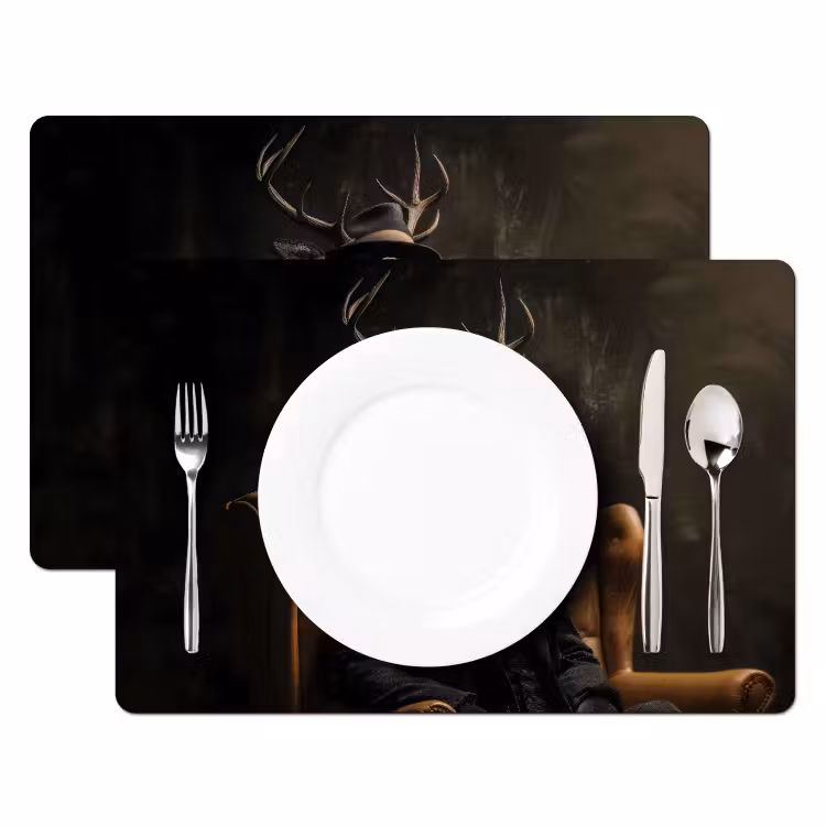Placemat - 6 stuks - Hert - Zonnebril - Zwart - Pak — 2