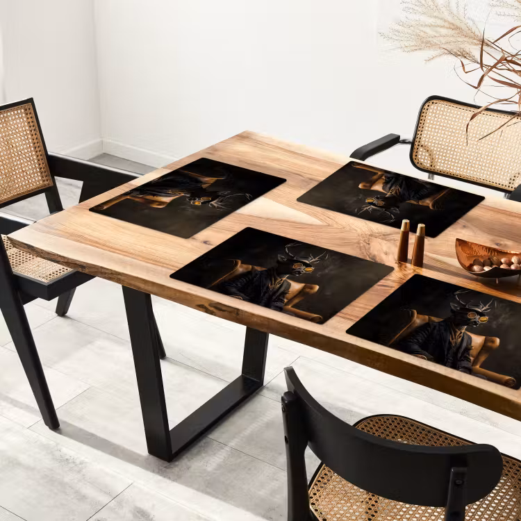 Placemat - 6 stuks - Hert - Zonnebril - Zwart - Pak — 5