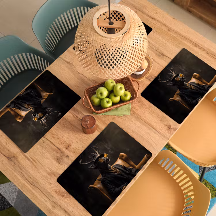 Placemat - 6 stuks - Hert - Zonnebril - Zwart - Pak — 6