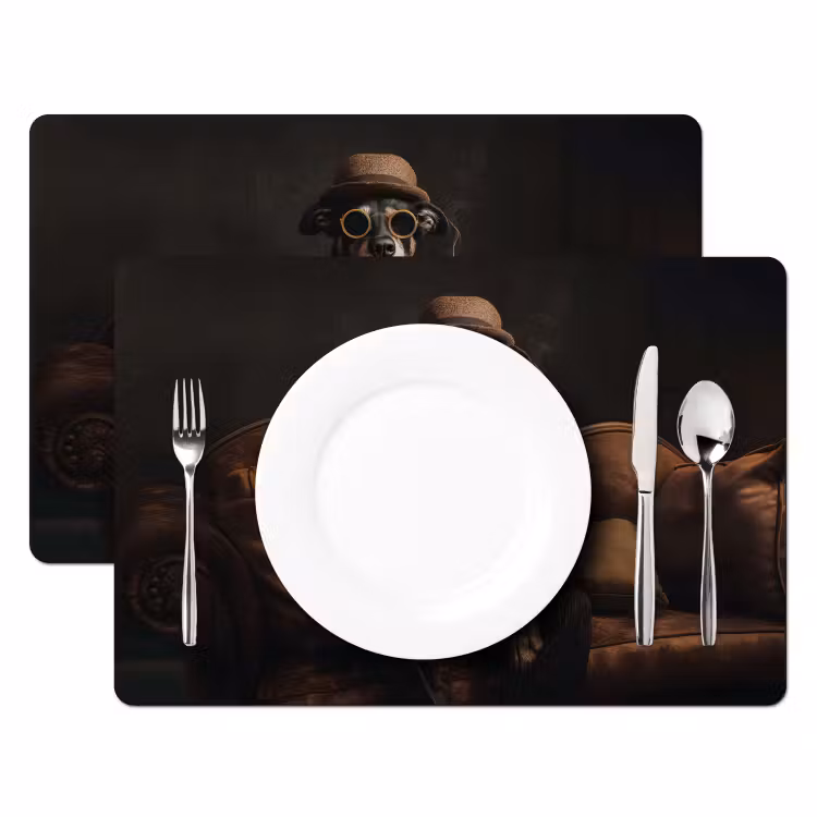 Placemat - 6 stuks - Hond - Sigaar - Hoed - Pak — 2