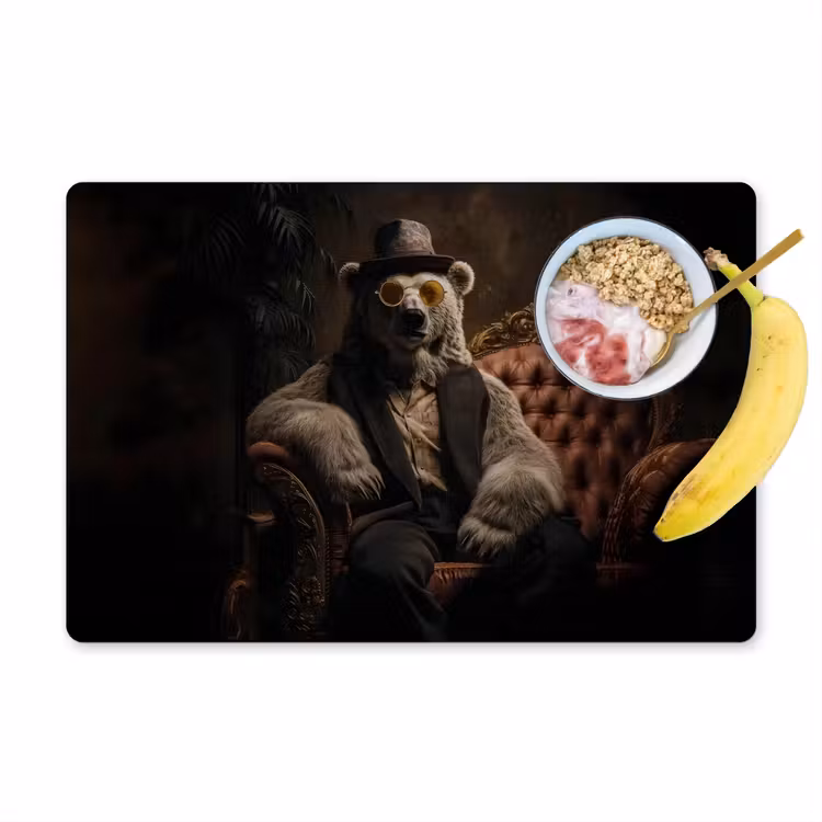 Placemat - 6 stuks - Ijsbeer - Hoed - Bril - Stoel — 1