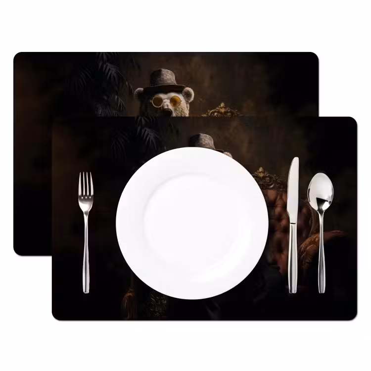 Placemat - 6 stuks - Ijsbeer - Hoed - Bril - Stoel — 2