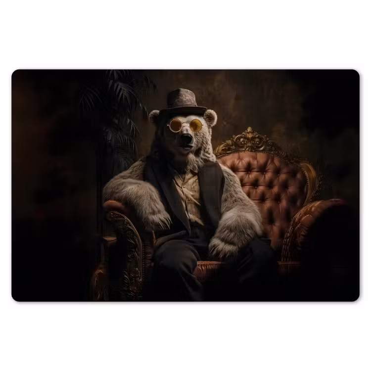 Placemat - 6 stuks - Ijsbeer - Hoed - Bril - Stoel — 7