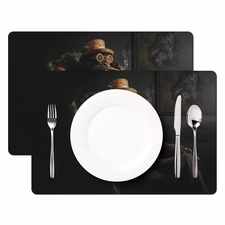 Placemat - 6 stuks - Kat - Pak - Oranje - Sigaar — 2