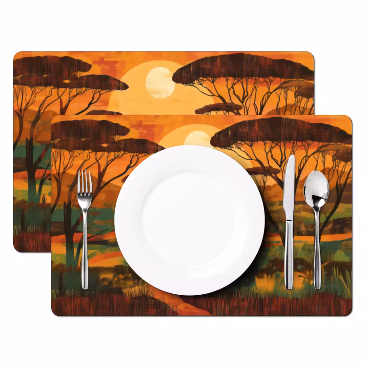 Placemat - 6 stuks - Landschap - Afrikaans - Zon — 2