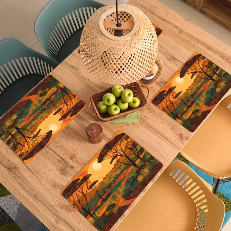 Placemat - 6 stuks - Landschap - Afrikaans - Zon — 6