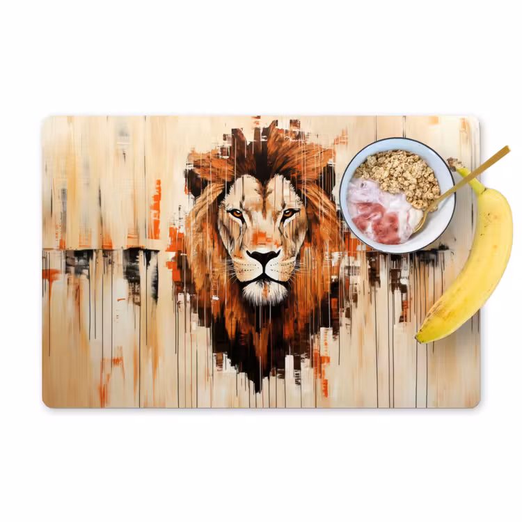 Placemat - 6 stuks - Leeuwenkop - Lijnen - Crème — 1