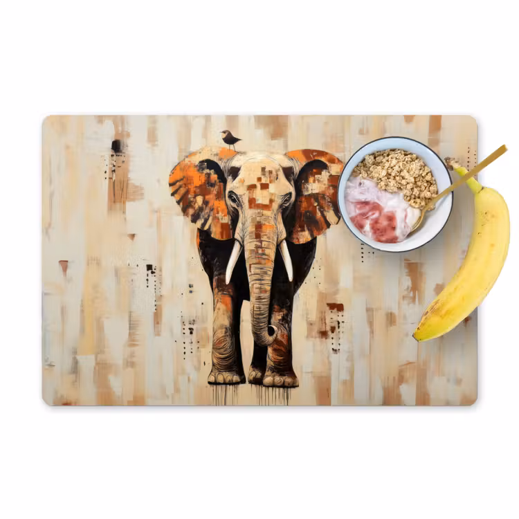 Placemat - 6 stuks - Olifant - Slurf - Mozaïek - Abstract — 1
