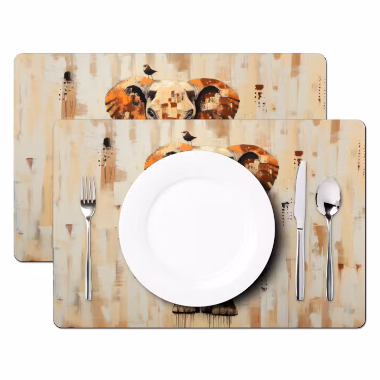 Placemat - 6 stuks - Olifant - Slurf - Mozaïek - Abstract — 2