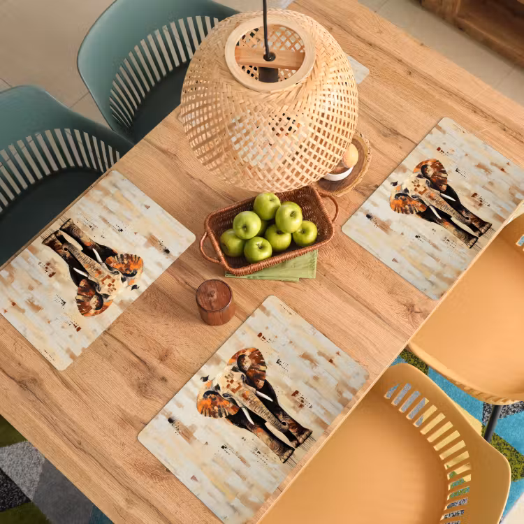 Placemat - 6 stuks - Olifant - Slurf - Mozaïek - Abstract — 6