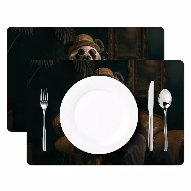 Placemat - 6 stuks - Panda - Hoed - Bril - Pak — 2