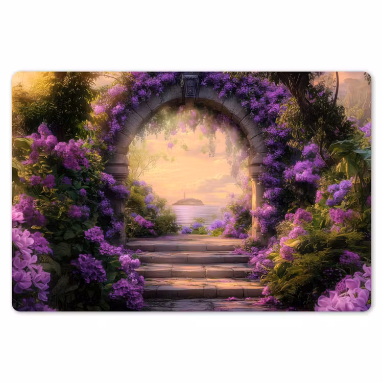 Placemat - 6 stuks - Poort - Paars - Bloemen — 7