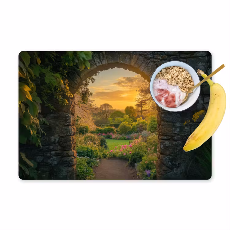 Placemat - 6 stuks - Poort - Planten - Zonsondergang — 1