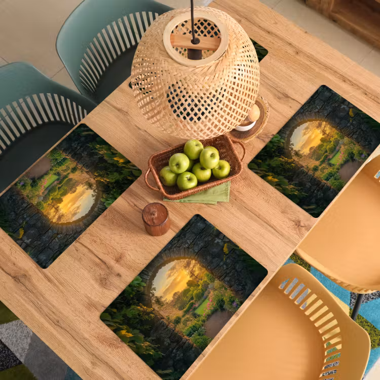 Placemat - 6 stuks - Poort - Planten - Zonsondergang — 6