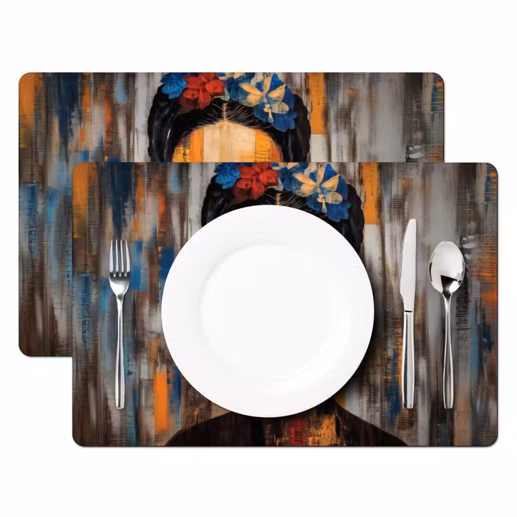 Placemat - 6 stuks - Portret - Vrouw - Bloemen — 2