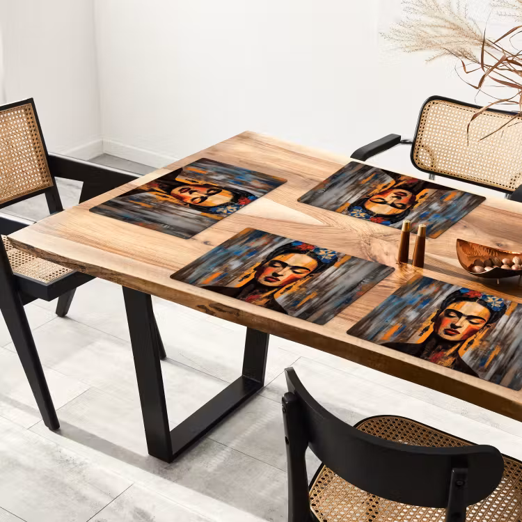 Placemat - 6 stuks - Portret - Vrouw - Bloemen — 5